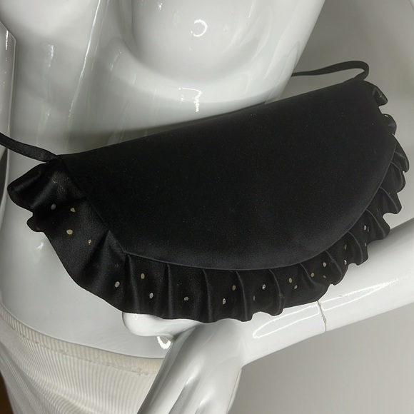 Stuart Weitzman Black Silk Structures Half Moon Large Evening Shoulder Bag - Picture 1 of 10